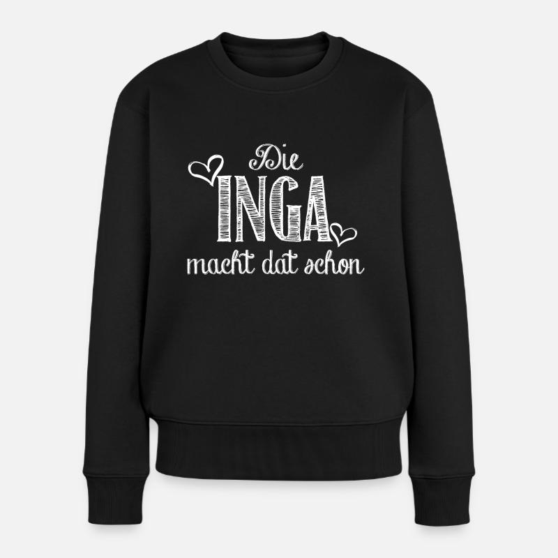 inga - Frauen Premium Bio Pullover - Schwarz