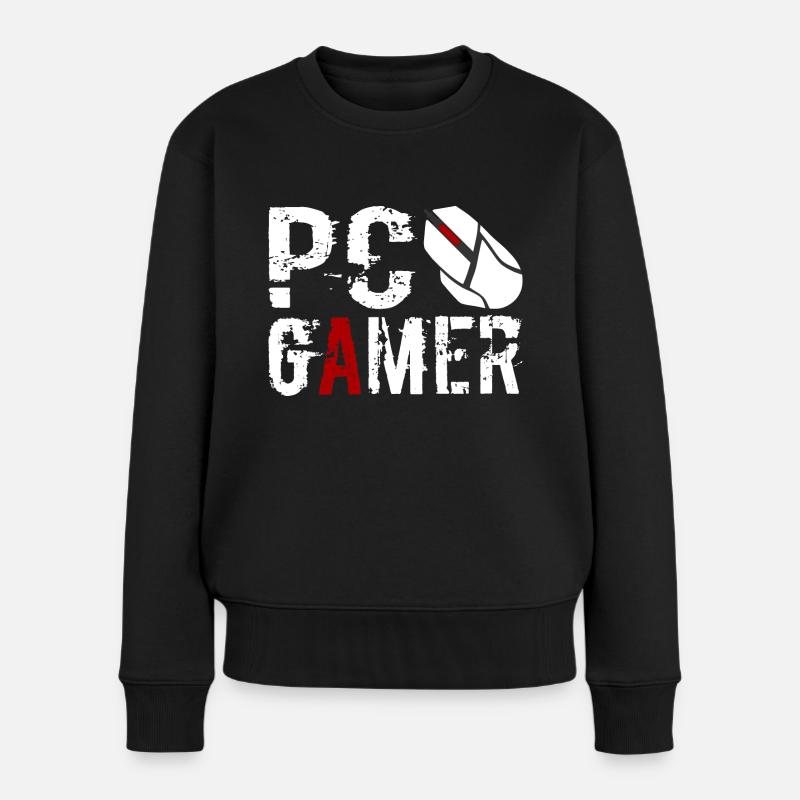 PC Gamer Maus Gaming Zocken - Frauen Premium Bio Pullover - Schwarz