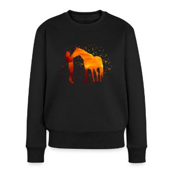 Mädchen mit Pferd - Frauen Premium Bio Pullover - Schwarz - Vorne - Julia (174cm)