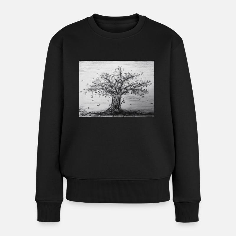 Herbst, Apfelbaum - Frauen Premium Bio Pullover - Schwarz