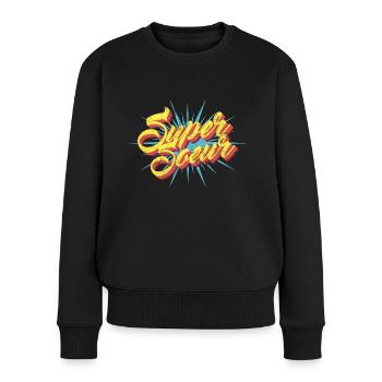 Super Soeur - Famille Héros Vintage - Pull Premium bio Femme - noir - Devant - Julia (174cm)