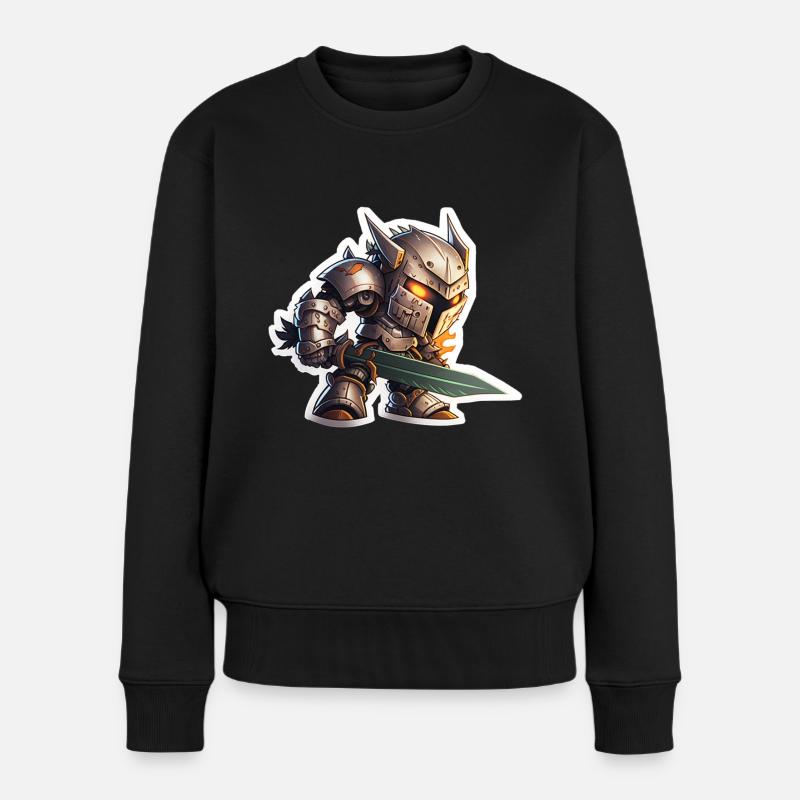 Böser Roboter Ritter - Frauen Premium Bio Pullover - Schwarz