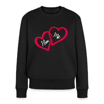 Linked hearts Him me - Women's Premium Organic Jumper - black - Front - Julia (174cm)