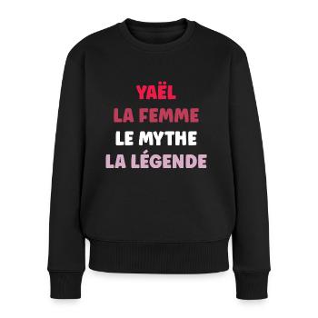 Yaël la femme le mythe la légende - Pull Premium bio Femme - noir - Devant - Julia (174cm)