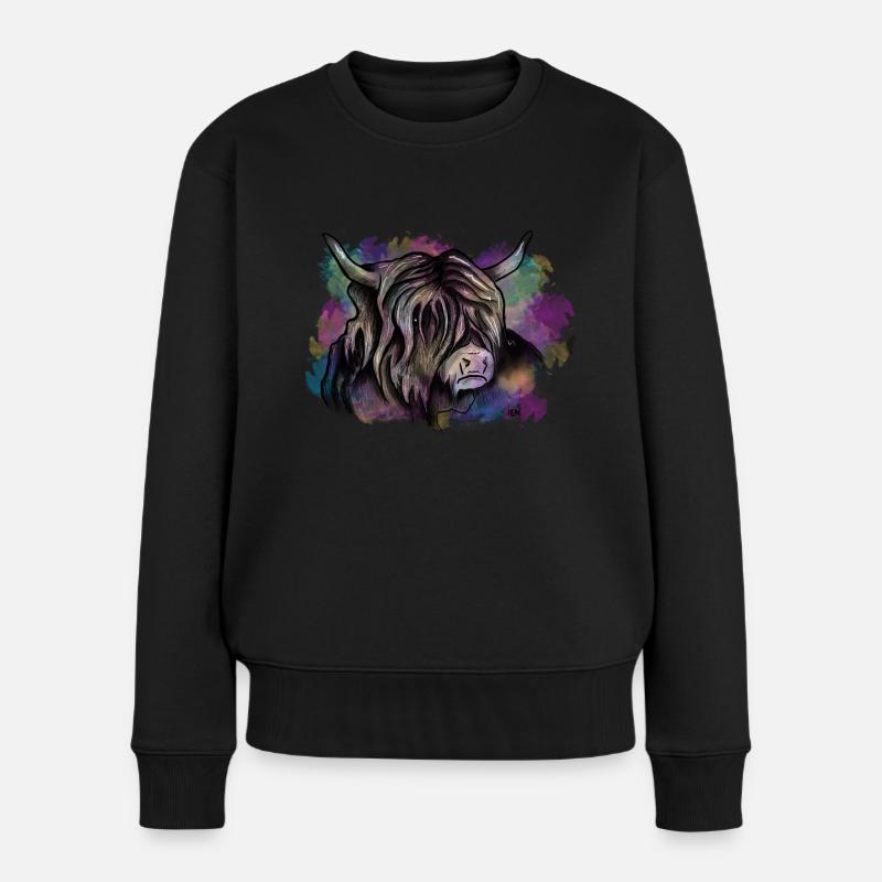 Schottischer Highlander - Frauen Premium Bio Pullover - Schwarz