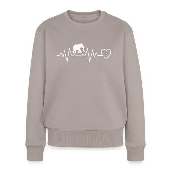Elefant Herzschlag EKG Linie Elefanten - Frauen Premium Bio Pullover - Taupe - Vorne - Julia (174cm)