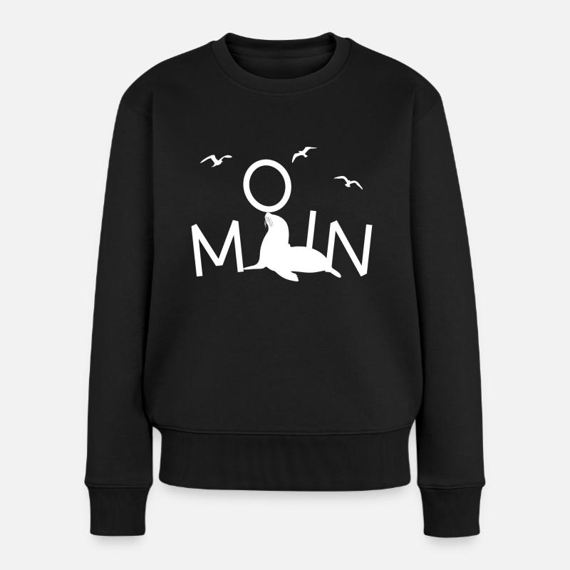 Moin Robbe Möwe - Frauen Premium Bio Pullover - Schwarz