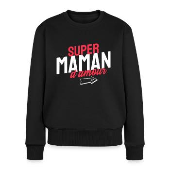 Super maman d'amour. Fête des mères - Pull Premium bio Femme - noir - Devant - Julia (174cm)