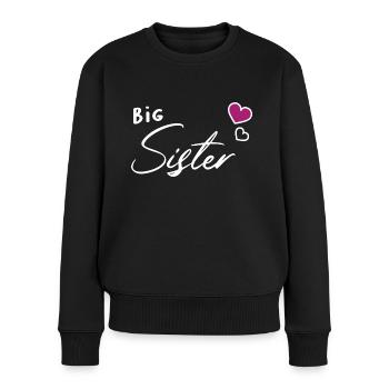 Coeur de frères et soeurs de grande soeur - Pull Premium bio Femme - noir - Devant - Julia (174cm)