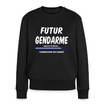 gendarme / gendarmerie - Pull Premium bio Femme - noir - Devant - Julia (174cm)