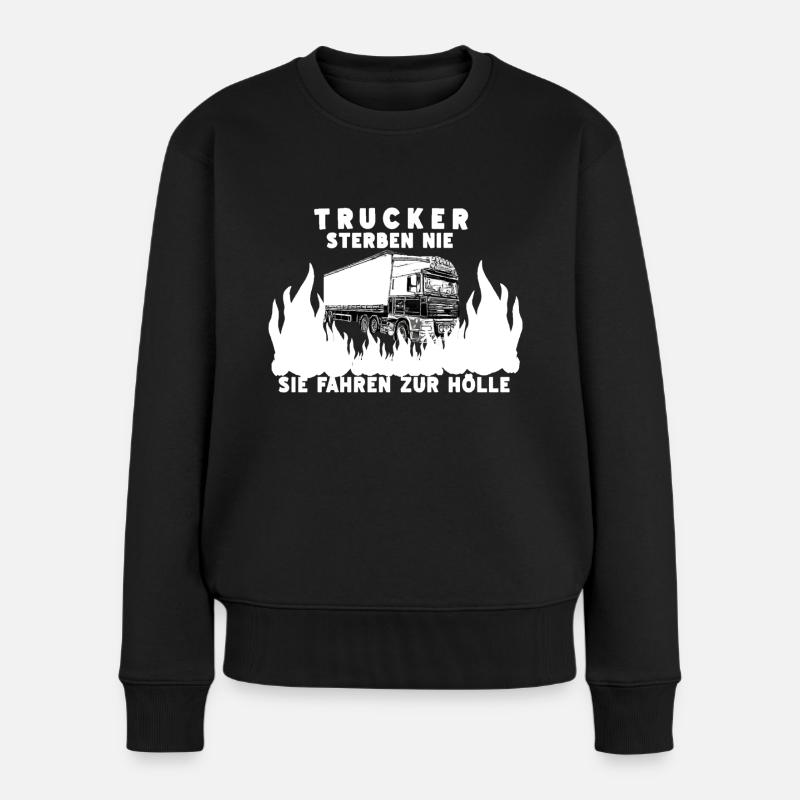 Trucker - Frauen Premium Bio Pullover - Schwarz