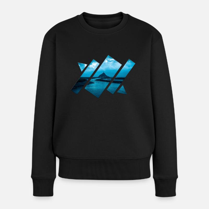 polyscape_blue - Frauen Premium Bio Pullover - Schwarz