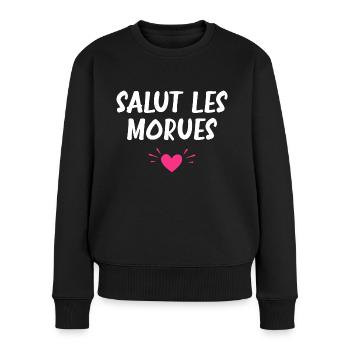 Salut les morues - Pull Premium bio Femme - noir - Devant - Julia (174cm)