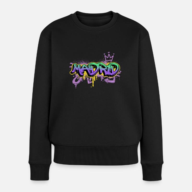 Madrid Spanien Stadt Graffiti Spray Sprayer - Frauen Premium Bio Pullover - Schwarz