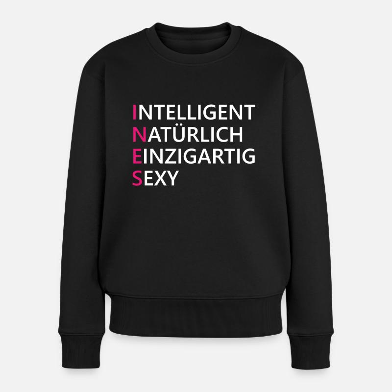 Ines Name Geschenk - Frauen Premium Bio Pullover - Schwarz