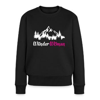 Wander Woman Berge Wandern lustig - Frauen Premium Bio Pullover - Schwarz - Vorne - Julia (174cm)