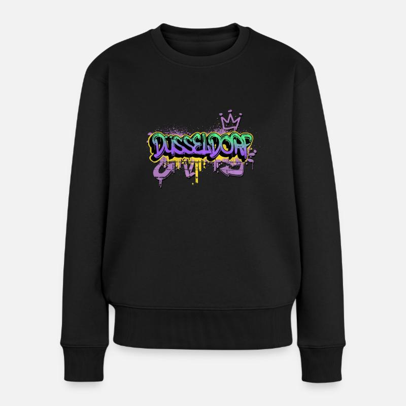 Düsseldorf Deutschland Graffiti Spray Sprayer - Frauen Premium Bio Pullover - Schwarz