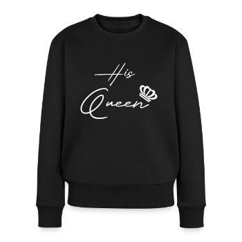 his queen her king paar white - Frauen Premium Bio Pullover - Schwarz - Vorne - Julia (174cm)
