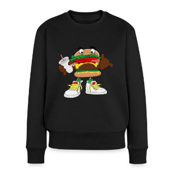 Burger Hamburger Cheeseburger Fast Food - Frauen Premium Bio Pullover - Schwarz - Vorne - Julia (174cm)