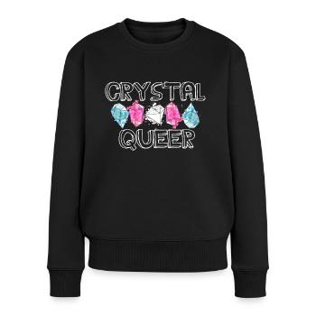 Crystal Queer Trans Pride Rainbow Crystals - Women's Premium Organic Jumper - black - Front - Julia (174cm)