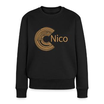 Für Nico - Frauen Premium Bio Pullover - Schwarz - Vorne - Julia (174cm)
