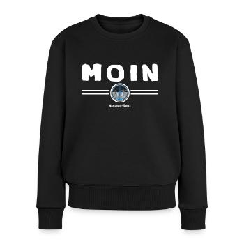 Mismuschelartlogo moin ahoi - Frauen Premium Bio Pullover - Schwarz - Vorne - Julia (174cm)