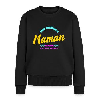 élue meilleure maman du monde par mes enfants - Pull Premium bio Femme - noir - Devant - Julia (174cm)