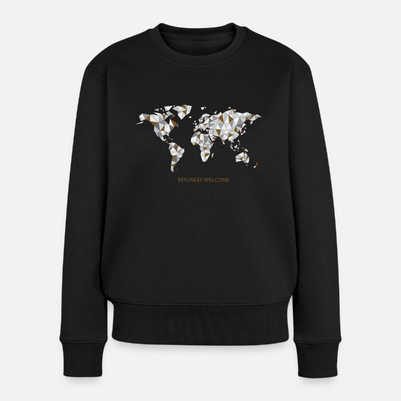 refugees welcome - Frauen Premium Bio Pullover - Schwarz