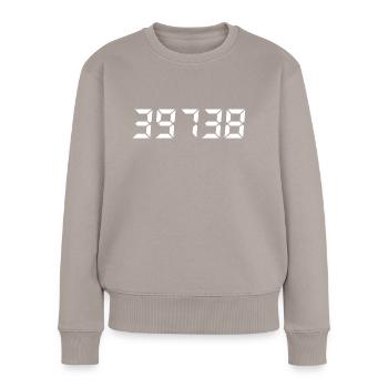 BELGE Wortrechner mit verkehrt herum belgischem Geekgeschenk - Frauen Premium Bio Pullover - Taupe - Vorne - Julia (174cm)
