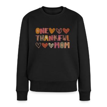 Maman reconnaissante Maman Automne laisse de la gratitude - Pull Premium bio Femme - noir - Devant - Julia (174cm)