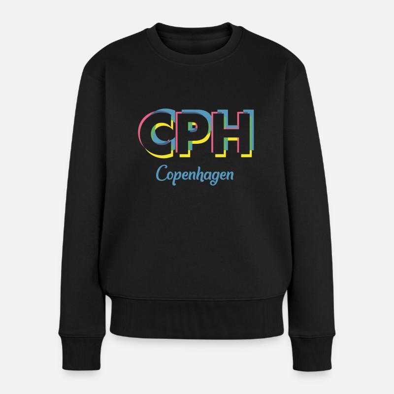 Copenhagen - CPH - Kopenhagen - Dänemark - Denmark - Frauen Premium Bio Pullover - Schwarz