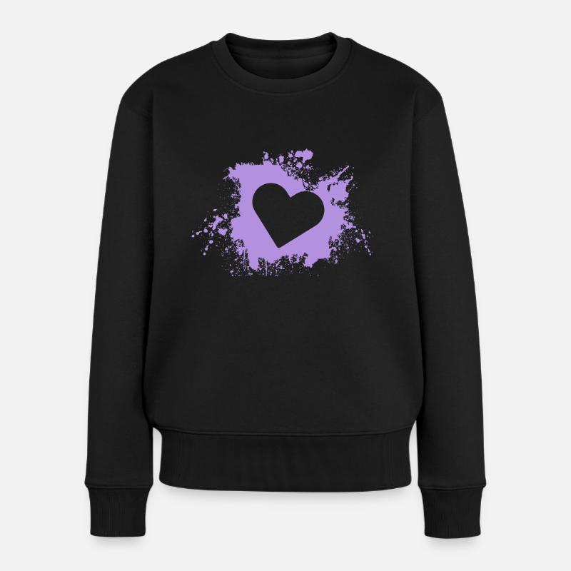 Herz - Frauen Premium Bio Pullover - Schwarz