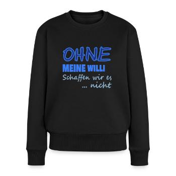 willi - Frauen Premium Bio Pullover - Schwarz - Vorne - Julia (174cm)