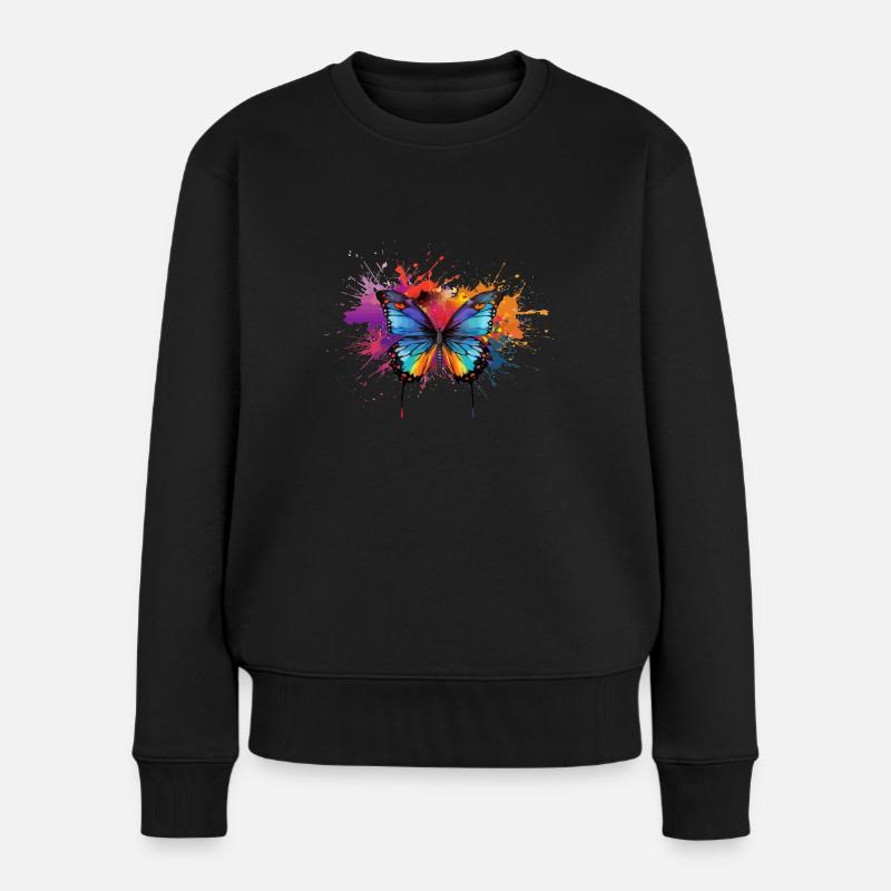 Schmetterling - Frauen Premium Bio Pullover - Schwarz
