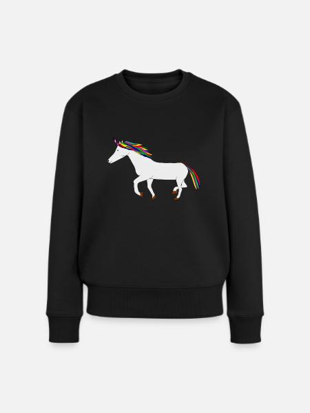 buntes Einhorn - Frauen Premium Bio Pullover - Schwarz