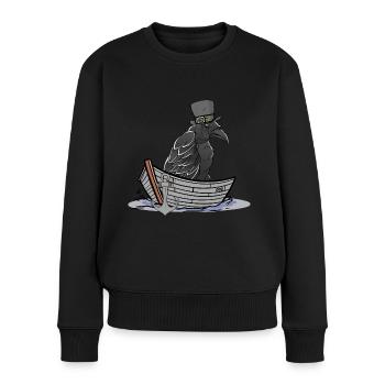 Corbeau Corbeau Corbeau Conte de fées Personnage Bateau Maritime - Pull Premium bio Femme - noir - Devant - Julia (174cm)