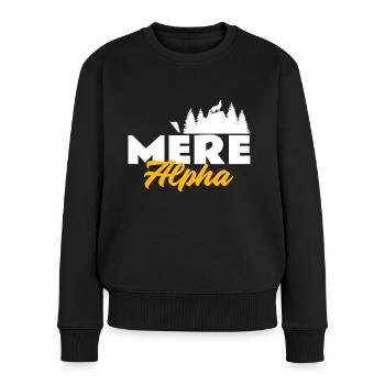 Mère alpha. Maman louve. Mama alpha - Pull Premium bio Femme - noir - Devant - Julia (174cm)