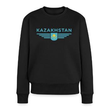 Kazakhstan Design – Steppe et tradition - Pull Premium bio Femme - noir - Devant - Julia (174cm)