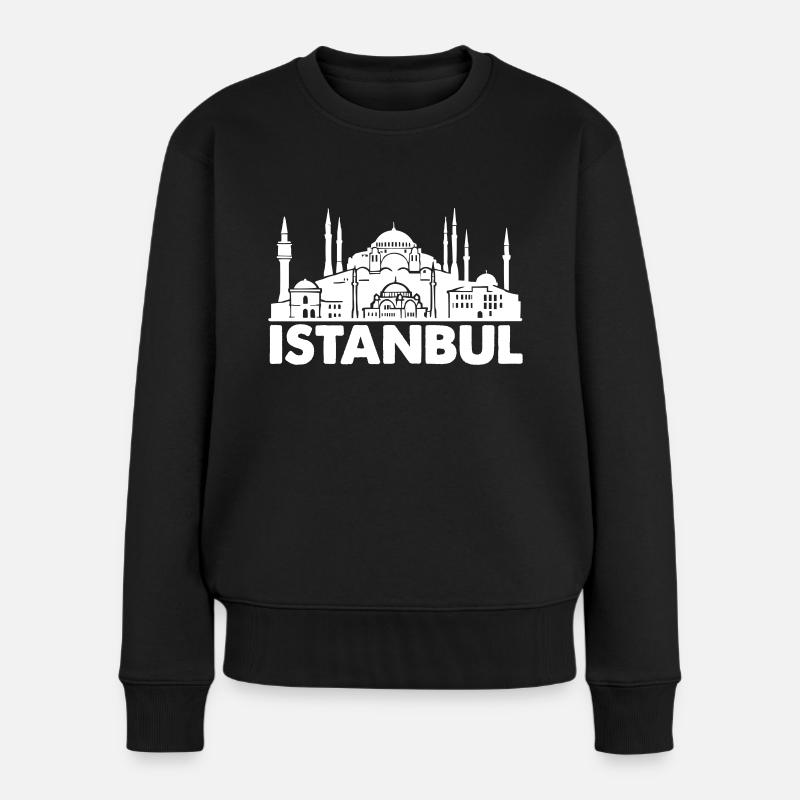 istanbul skyline türkei - Frauen Premium Bio Pullover - Schwarz