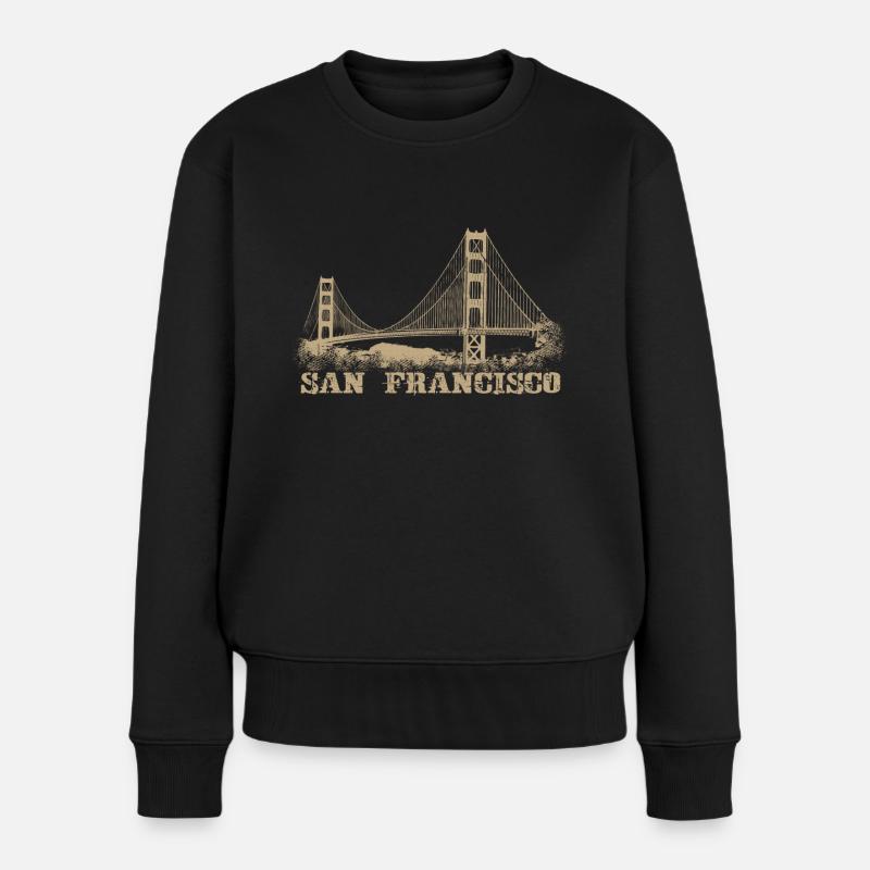 San Francisco Golden Gate Bridge Brücke USA - Frauen Premium Bio Pullover - Schwarz