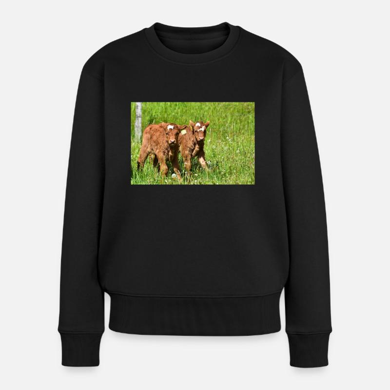 Kälber auf Eifeler Wiesen - Frauen Premium Bio Pullover - Schwarz