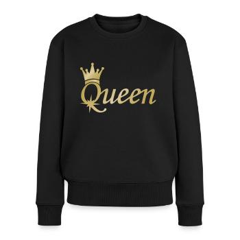 Queen - Frauen Premium Bio Pullover - Schwarz - Vorne - Julia (174cm)