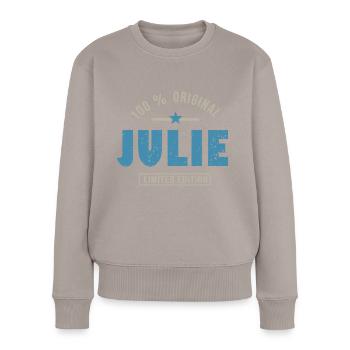 JULIE T-Shirt personalisierte Name Geschenk Julie - Frauen Premium Bio Pullover - Taupe - Vorne - Julia (174cm)