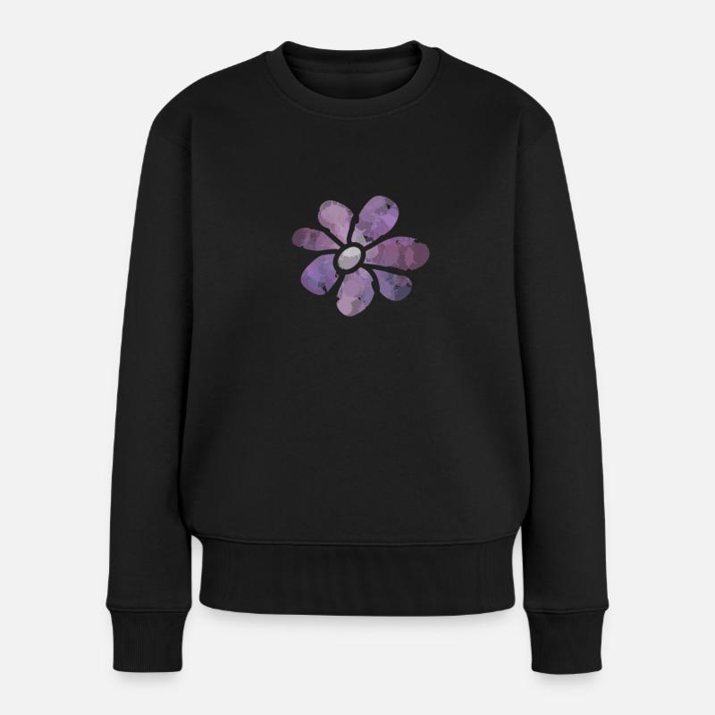 Blüte Blume - Frauen Premium Bio Pullover - Schwarz