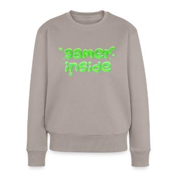 GAMER INNEN - Frauen Premium Bio Pullover - Taupe - Vorne - Julia (174cm)