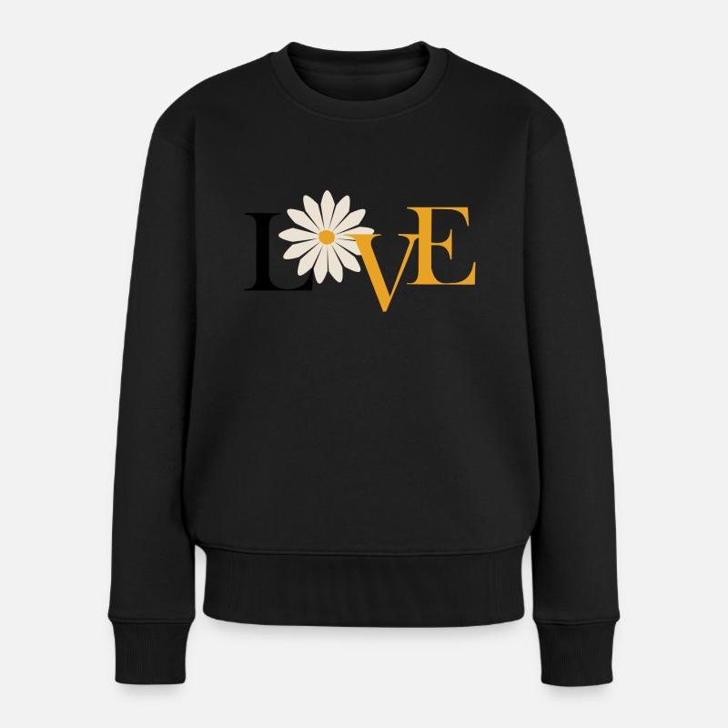 Love-Liebe Blume - Frauen Premium Bio Pullover - Schwarz