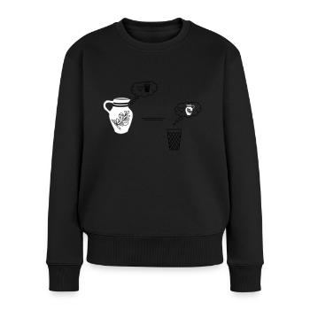 Bembel denkblase - Frauen Premium Bio Pullover - Schwarz - Vorne - Julia (174cm)