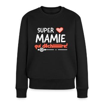 Super mamie qui déchire. - Pull Premium bio Femme - noir - Devant - Julia (174cm)