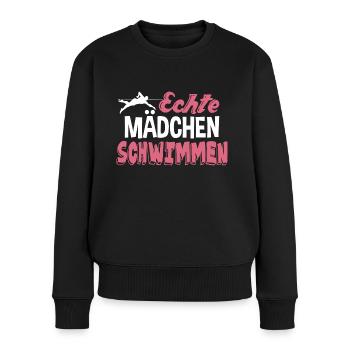 Echte Mädchen schwimmen - Frauen Premium Bio Pullover - Schwarz - Vorne - Julia (174cm)