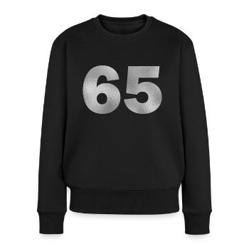 Anniversaire 65 ans - Pull Premium bio Femme - noir - Devant - Julia (174cm)